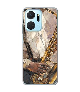 Funda para [ Honor X7A ] Diseño Música [ Pintura - Tocando el Saxofón ] de Silicona Flexible
