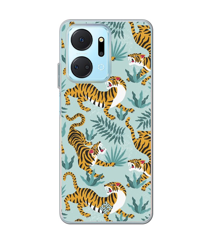 Funda para [ Honor X7A ] Dibujo Tendencias [ Estampado de Tigres ] de Silicona Flexible para Smartphone 