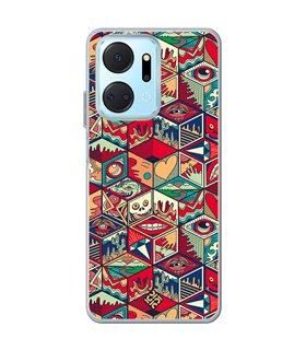 Funda para [ Honor X7A ] Dibujo Auténtico [ Diseño Doodle Arte con Elementos Ornamentales ] de Silicona