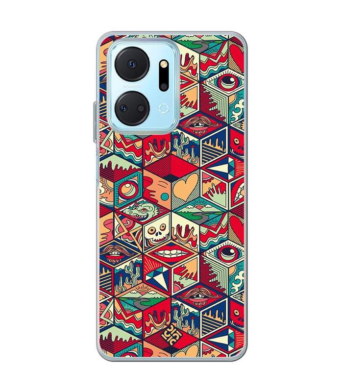 Funda para [ Honor X7A ] Dibujo Auténtico [ Diseño Doodle Arte con Elementos Ornamentales ] de Silicona