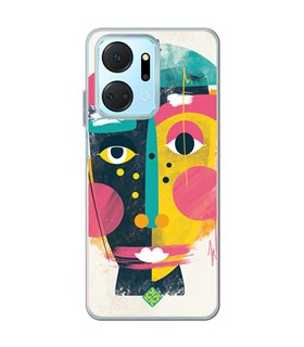 Funda para [ Honor X7A ] Dibujo Auténtico [ Ilustración de Arte de Pared Abstracción de Retrato Facial ] 