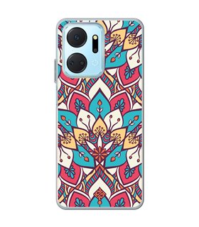 Funda para [ Honor X7A ] Dibujo Auténtico [ Mosaico Floral Mandala ] de Silicona Flexible para Smartphone