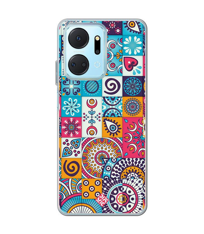 Funda para [ Honor X7A ] Dibujo Auténtico [ Collage Mosaico Mandala ] de Silicona Flexible