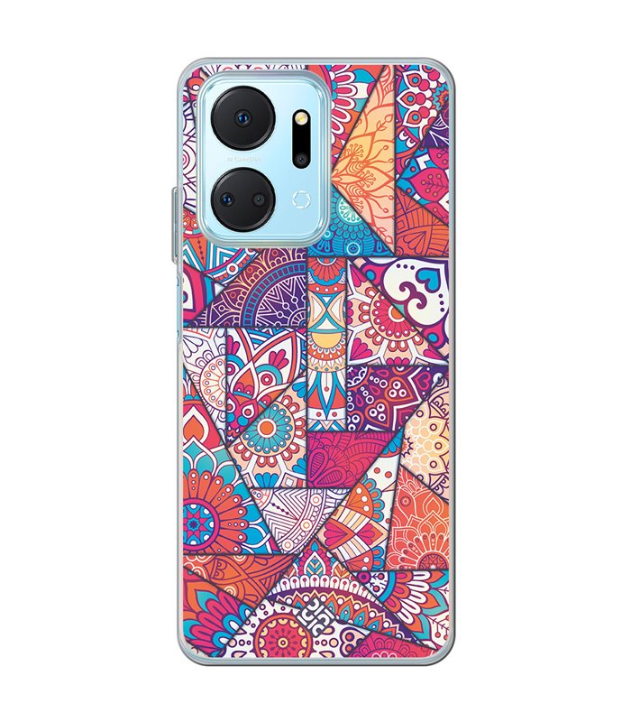 Funda para [ Honor X7A ] Dibujo Auténtico [ Mosaico Vidriera Mandala ] de Silicona Flexible