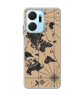 Funda para [ Honor X7A ] Dibujo Auténtico [ Mapa Mundi ] de Silicona Flexible para Smartphone 