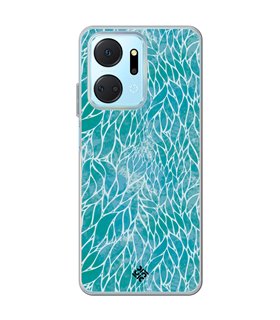 Funda para [ Honor X7A ] Dibujo Auténtico [ Patron Abstracto Azul ] de Silicona Flexible