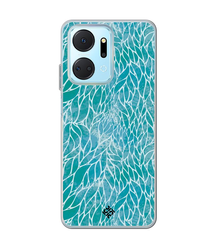 Funda para [ Honor X7A ] Dibujo Auténtico [ Patron Abstracto Azul ] de Silicona Flexible