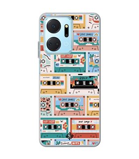 Funda para [ Honor X7A ] Dibujo Auténtico [ Cintas de Cassette ] de Silicona Flexible