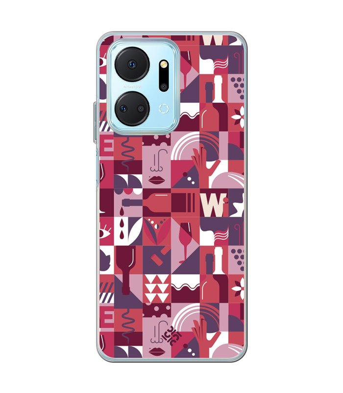 Funda para [ Honor X7A ] Dibujo Auténtico [ Collage Vino ] de Silicona Flexible