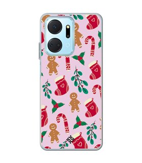 Funda para [ Honor X7A ] Fondo Navidad [ Galleta Christmas Baston Caramelo ] de Silicona Flexible para Smartphone 