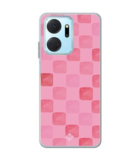 Funda para [ Honor X7A ] Color del Año Magenta [ Checkerboard Magenta - Patrón de Cuadrados - Estilo Acuarela ] 