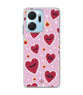 Funda para [ Honor X7A ] Amor [ Corazon Llama Caliente Roaaar ] de Silicona Flexible para Smartphone