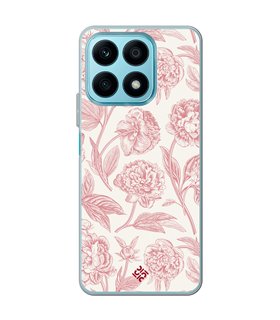Funda para [ Honor X8A ] Dibujo Botánico [ Flores Rosa Pastel ] de Silicona Flexible para Smartphone