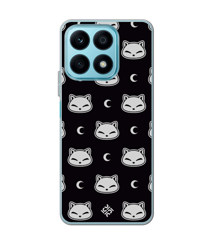 Funda para [ Honor X8A ] Dibujo Cute [ Gato Negro Lunar ] de Silicona Flexible para Smartphone