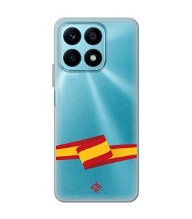 Funda para [ Honor X8A ] Dibujo Auténtico [ Bandera España ] de Silicona Flexible para Smartphone