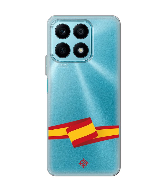 Funda para [ Honor X8A ] Dibujo Auténtico [ Bandera España ] de Silicona Flexible para Smartphone
