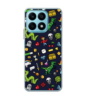 Funda para [ Honor X8A ] Dibujo Gamers [ Iconos de Juego Retro Pixel Art 8 Bits ] de Silicona Flexible