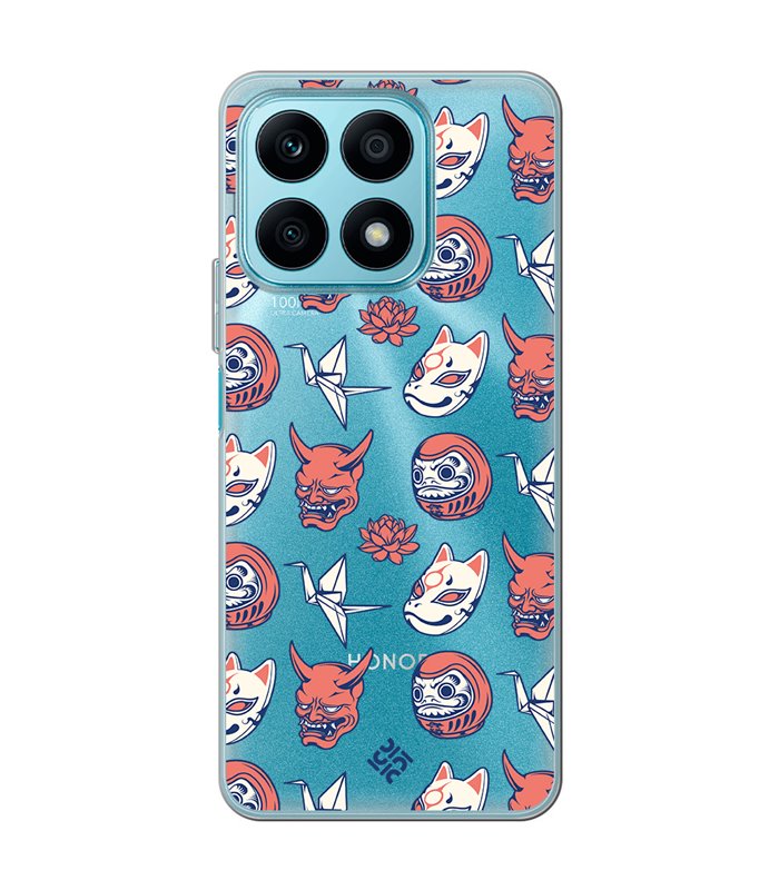 Funda para [ Honor X8A ] Dibujo Japones [ Daruma, Máscara Kitsune y Hannya Japon ] de Silicona