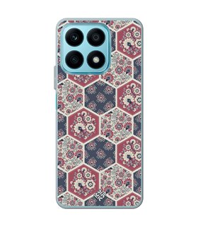 Funda para [ Honor X8A ] Dibujo Tendencias [ Diseño Azulejos Hexágonales con Flores ] de Silicona Flexible