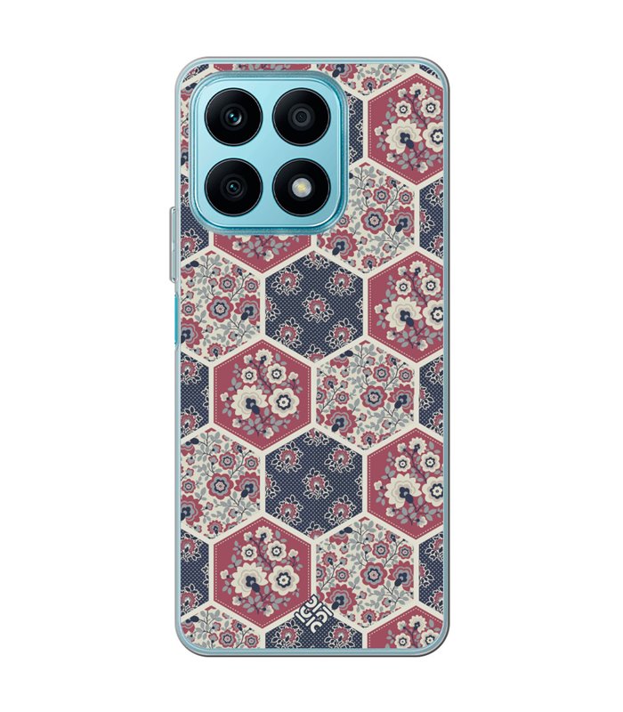 Funda para [ Honor X8A ] Dibujo Tendencias [ Diseño Azulejos Hexágonales con Flores ] de Silicona Flexible