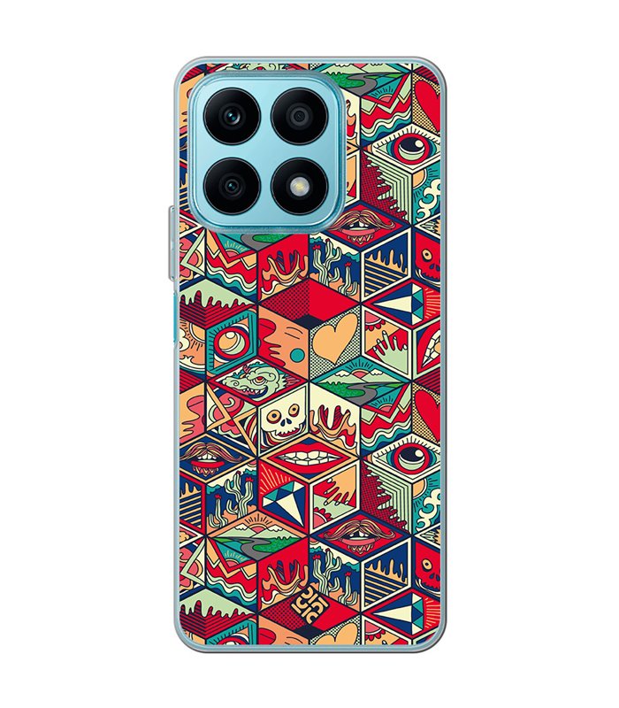 Funda para [ Honor X8A ] Dibujo Auténtico [ Diseño Doodle Arte con Elementos Ornamentales ] de Silicona