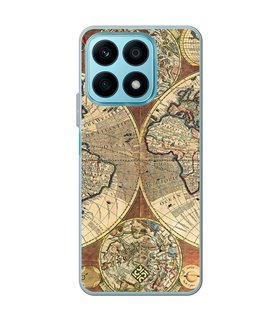 Funda para [ Honor X8A ] Dibujo Auténtico [ Antiguo Mapa Mundi ] de Silicona Flexible