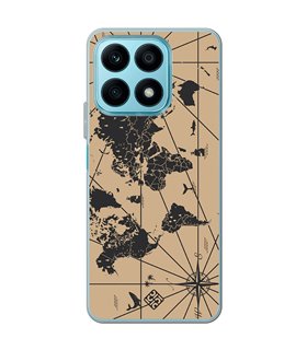 Funda para [ Honor X8A ] Dibujo Auténtico [ Mapa Mundi ] de Silicona Flexible para Smartphone 