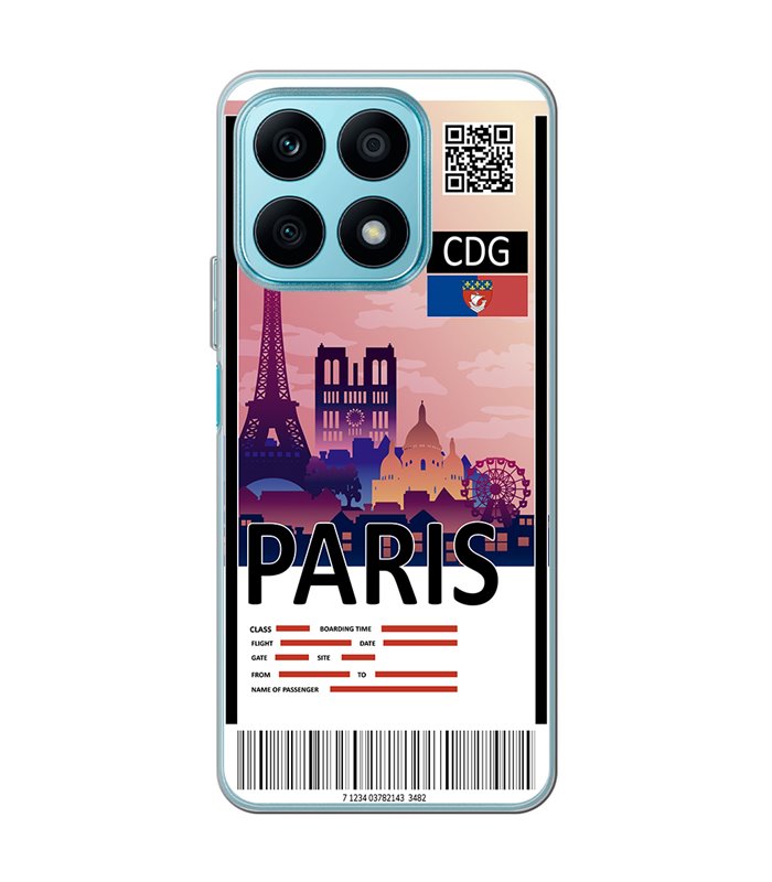 Funda para [ Honor X8A ] Billete de Avión [ París ] de Silicona Flexible para Smartphone 