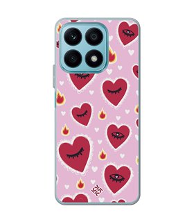 Funda para [ Honor X8A ] Amor [ Corazon Llama Caliente Roaaar ] de Silicona Flexible para Smartphone