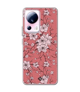 Funda para [ Xiaomi 13 Lite ] Dibujo Botánico [ Flores sakura con patron japones ] de Silicona Flexible