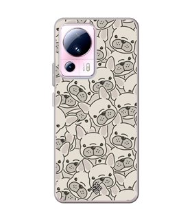 Funda para [ Xiaomi 13 Lite ] Dibujo Cute [ Pegatinas Perrito Bulldog Frances ] de Silicona Flexible