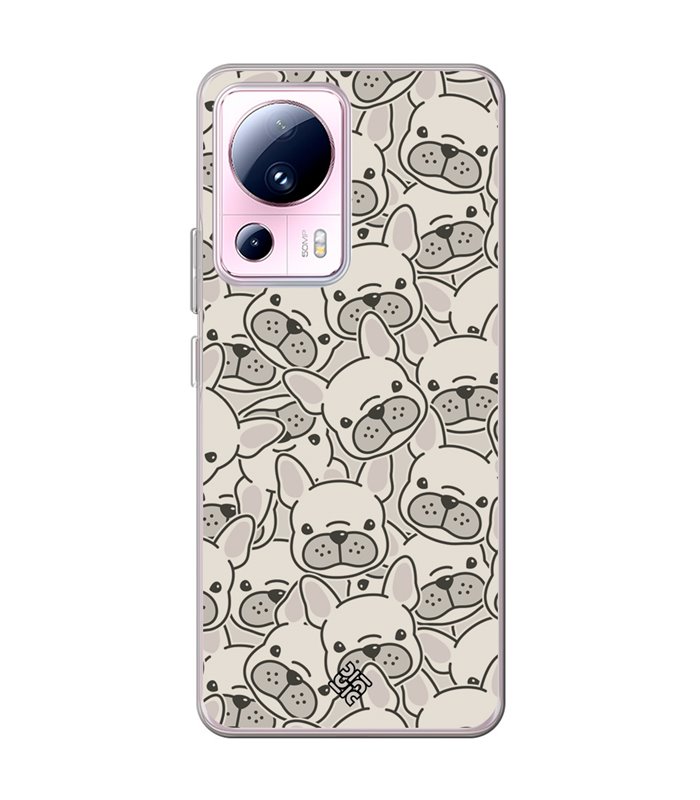 Funda para [ Xiaomi 13 Lite ] Dibujo Cute [ Pegatinas Perrito Bulldog Frances ] de Silicona Flexible