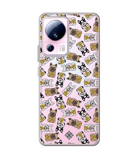 Funda para [ Xiaomi 13 Lite ] Dibujo Cute [ Perro Bulldog de la Suerte ] de Silicona Flexible para Smartphone