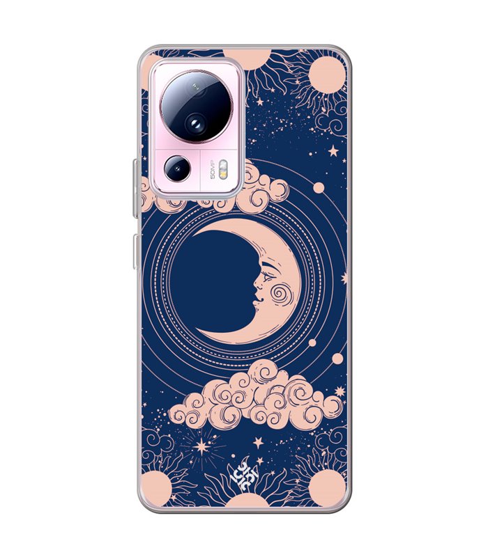 Funda para [ Xiaomi 13 Lite ] Dibujo Esotérico [ Luna Creciente - Dibujo Místico Astrologico ] de Silicona Flexible