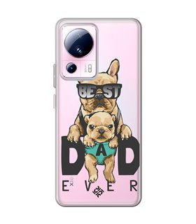 Funda para [ Xiaomi 13 Lite ] Dibujo Mascotas [ Perro Bulldog - Best Dad Ever ] de Silicona Flexible