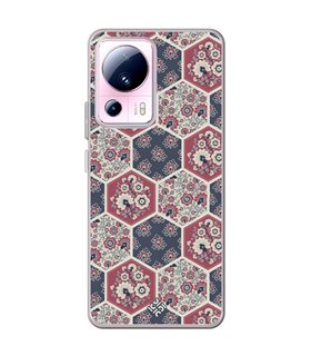 Funda para [ Xiaomi 13 Lite ] Dibujo Tendencias [ Diseño Azulejos Hexágonales con Flores ] de Silicona Flexible