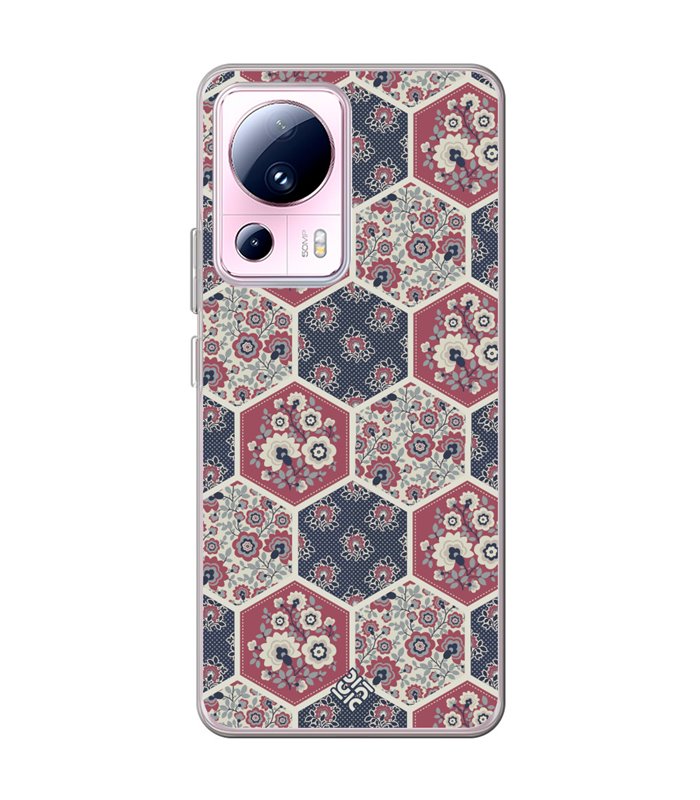 Funda para [ Xiaomi 13 Lite ] Dibujo Tendencias [ Diseño Azulejos Hexágonales con Flores ] de Silicona Flexible