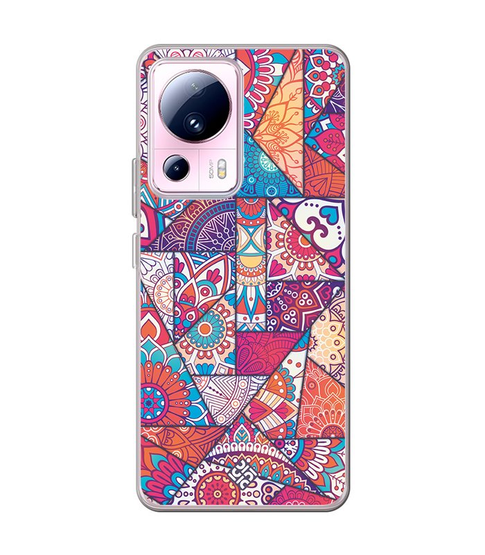 Funda para [ Xiaomi 13 Lite ] Dibujo Auténtico [ Mosaico Vidriera Mandala ] de Silicona Flexible