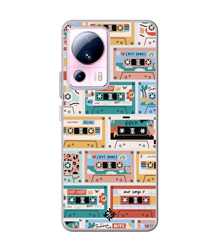 Funda para [ Xiaomi 13 Lite ] Dibujo Auténtico [ Cintas de Cassette ] de Silicona Flexible