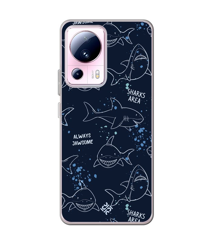 Funda para [ Xiaomi 13 Lite ] Dibujo Auténtico [ Sharks Area ] de Silicona Flexible para Smartphone