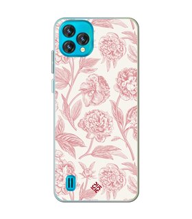 Funda para [ Blackview Oscal C60 ] Dibujo Botánico [ Flores Rosa Pastel ] de Silicona Flexible para Smartphone