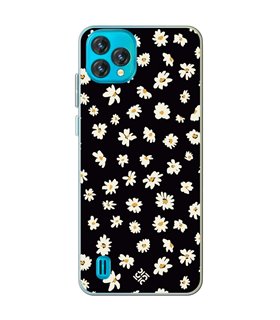 Funda para [ Blackview Oscal C60 ] Dibujo Botánico [ Margaritas en Fondo Negro ] de Silicona Flexible