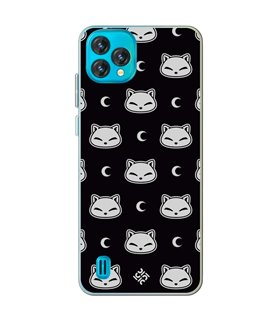 Funda para [ Blackview Oscal C60 ] Dibujo Cute [ Gato Negro Lunar ] de Silicona Flexible para Smartphone
