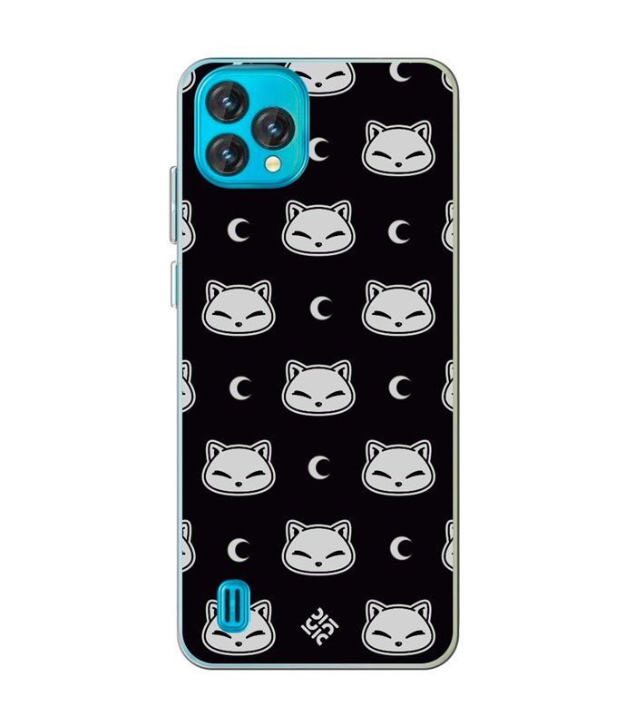 Funda para [ Blackview Oscal C60 ] Dibujo Cute [ Gato Negro Lunar ] de Silicona Flexible para Smartphone