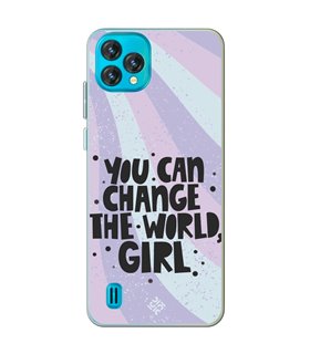 Funda para [ Blackview Oscal C60 ] Dibujo Frases Guays [ You Can Change The World Girl ] de Silicona Flexible 