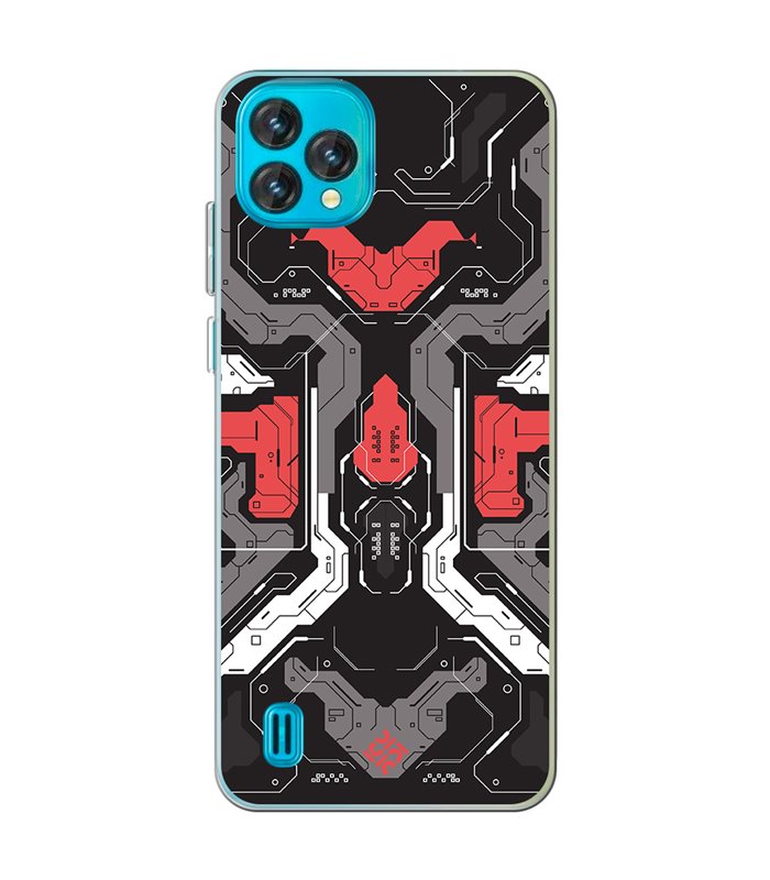 Funda para [ Blackview Oscal C60 ] Dibujo Gamers [ Cyberpunk Rojo y Grises ] de Silicona Flexible para Smartphone