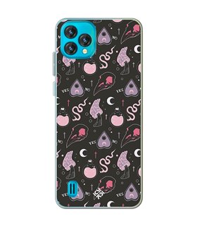 Funda para [ Blackview Oscal C60 ] Dibujo Gotico [ Diseño Brujería en Tonos Pastel y Fondo Negro ] de Silicona