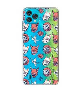 Funda para [ Blackview Oscal C60 ] Dibujo Japones [ Daruma, Máscara Kitsune y Hannya Japon ] de Silicona