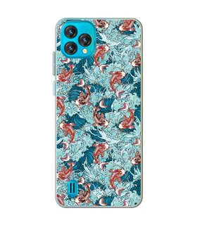 Funda para [ Blackview Oscal C60 ] Dibujo Japones [ Peces Koi ] de Silicona Flexible para Smartphone 