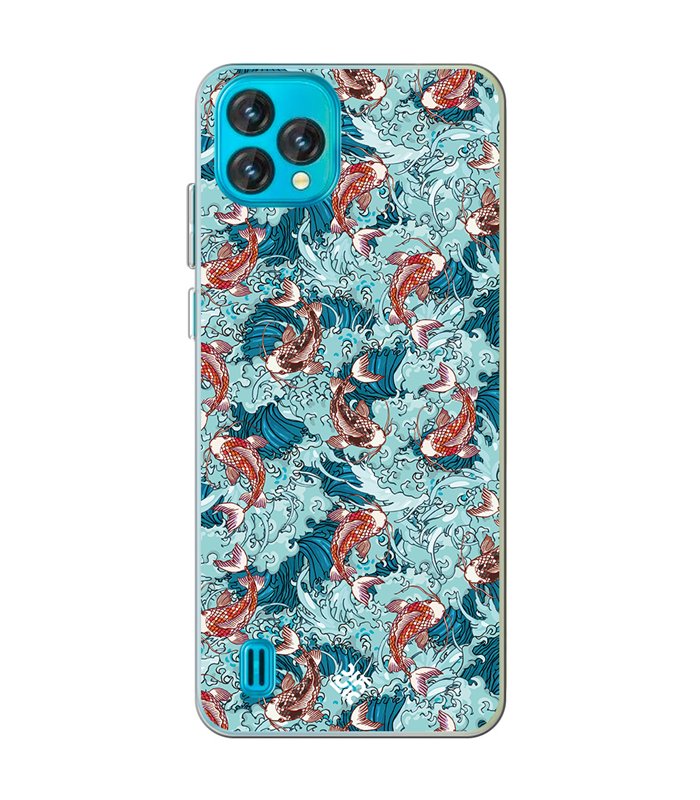 Funda para [ Blackview Oscal C60 ] Dibujo Japones [ Peces Koi ] de Silicona Flexible para Smartphone 